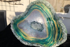 geode" green gold met opal hart"